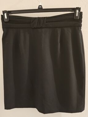Gianni Bini Faux Bow Waistband Black Lined Pencil Skirt Size 12